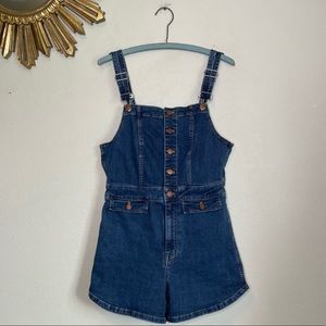 Madewell Denim Button Down Romper Overalls